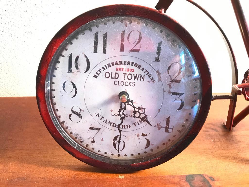 Metal Bicycle Clock Is Battery Operated