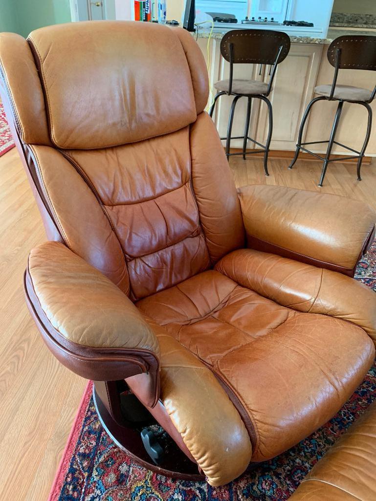 Lane Furniture Leather Euro Chair W/Ottoman