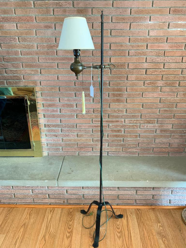 Vintage Adjustable Iron Floor Lamp W/Shade