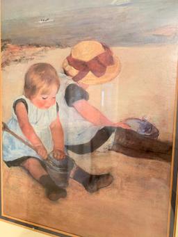 Print Of Children On Beach Is Framed & Matted