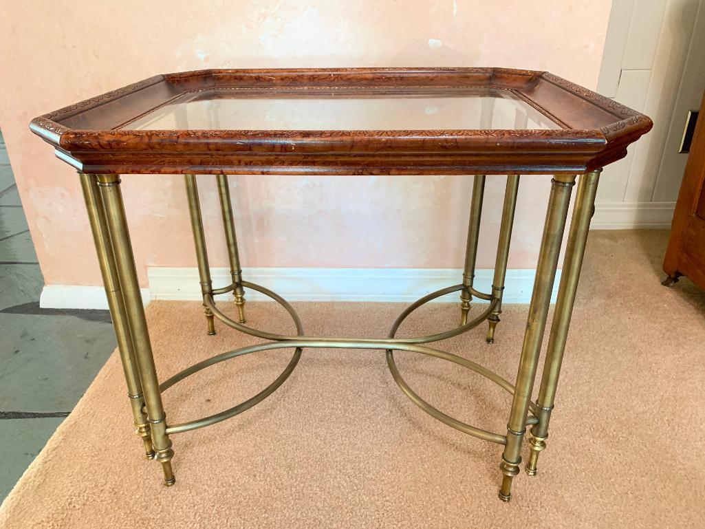 End Table W/Beveled Glass Top