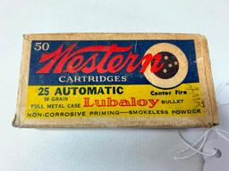 (15) Western .25 Automatic Ammo In Vintage Box