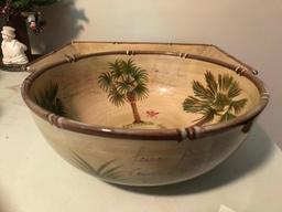 Bora Bora Serving Platter & Bowl W/Palm Tree Design