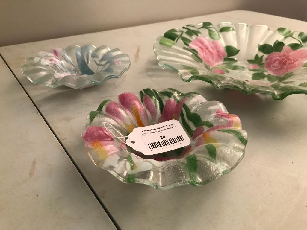 3-Pc. Hand Painted Glass Bowls