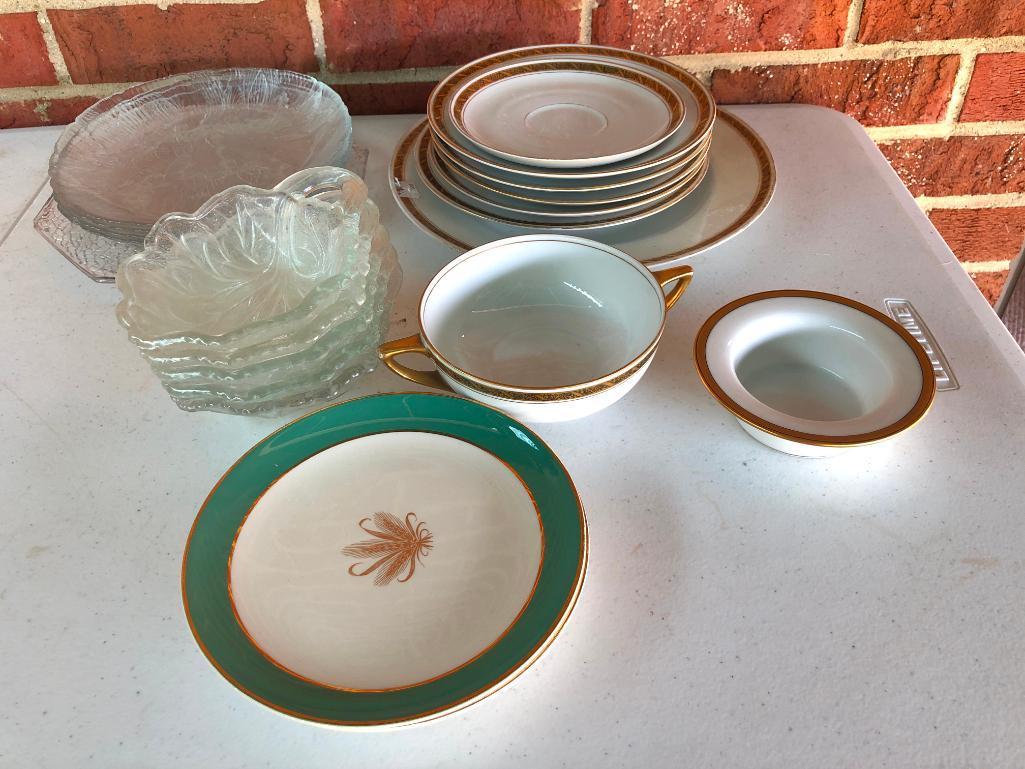 Service for 4 of Gold Overlay Dishes