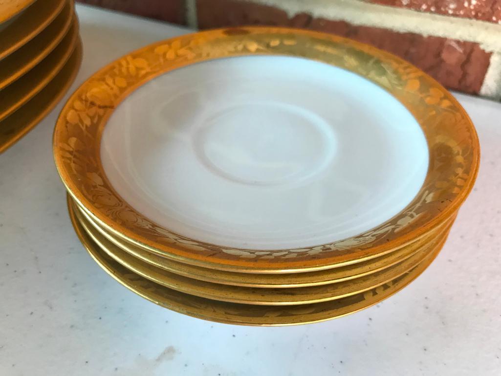 Service for 4 of Gold Overlay Dishes