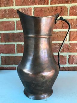 Copper Water Pitcher, 10 Inches Tall