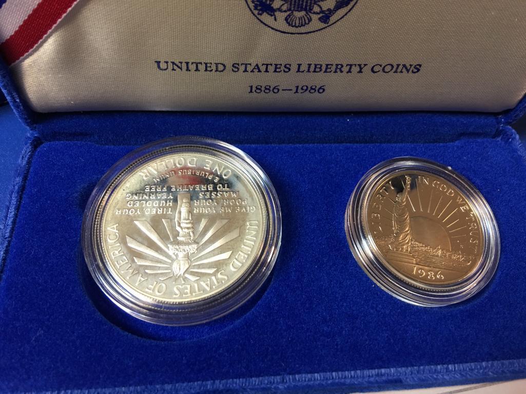 1986 United States LIberty Coins, Silver and Copper Half Set in Case