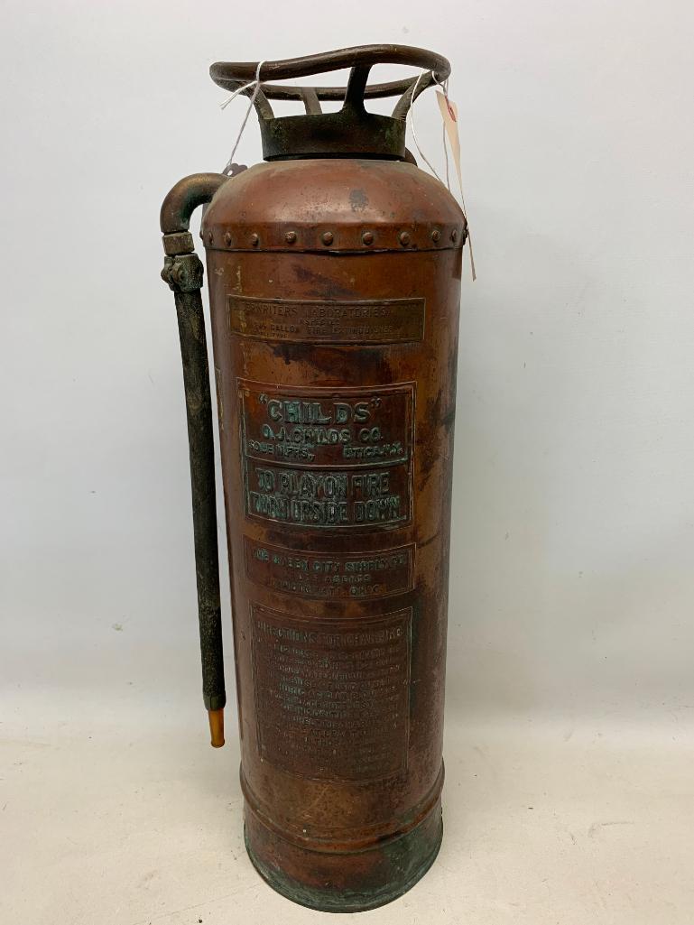 Vintage "Childs" Brass & Copper Fire Extinguisher