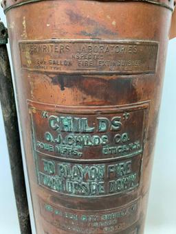 Vintage "Childs" Brass & Copper Fire Extinguisher