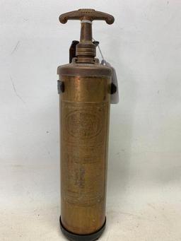 Vintage "General Quick Aid" Brass Fire Extinguisher W/Wall Bracket