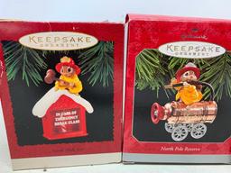 (4) Hallmark Keepsake Ornaments (In Boxes) W/Fire Fighter Theme