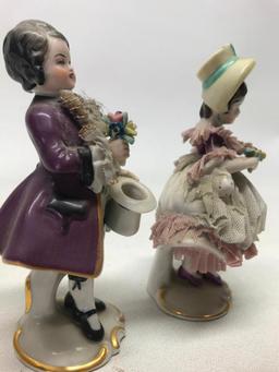 (2) Vintage German Dresden Art Figurines