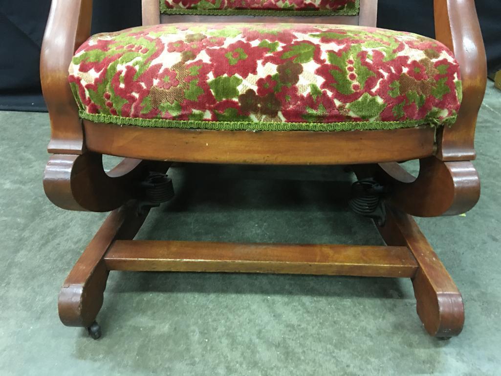 Antique Parlor Chair W/Carved Fish Heads & Claw Feet