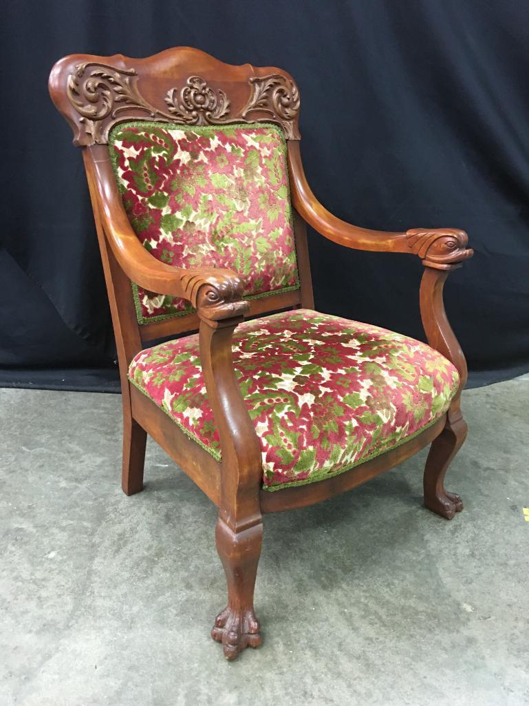 Antique Base Rocker W/Carved Fish Heads & Claw Feet