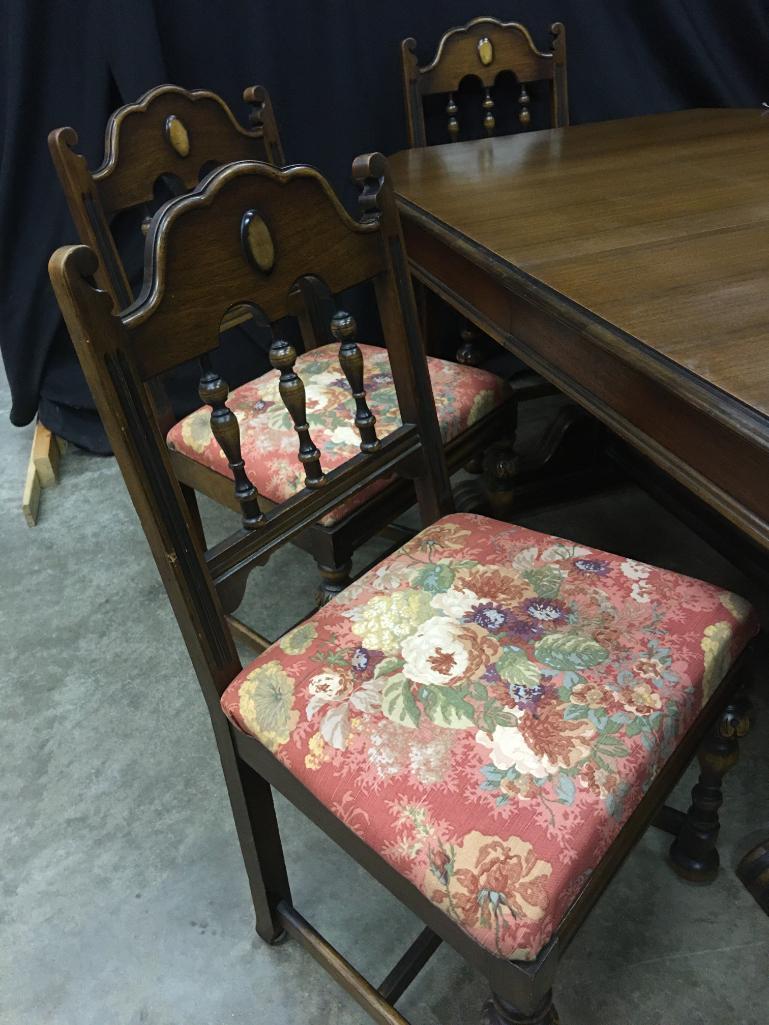 1930's Vintage Berkey & Gay Table, (6) Chairs, & (3) Leaves