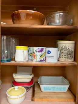 Kitchen Cabinet Group W/Glasses, Cups, Pyrex, & More!