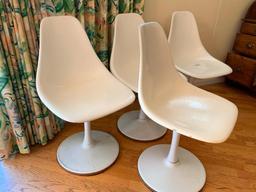 (4) 1960's Plastic Pedestal Swivel Chairs