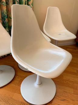 (4) 1960's Plastic Pedestal Swivel Chairs