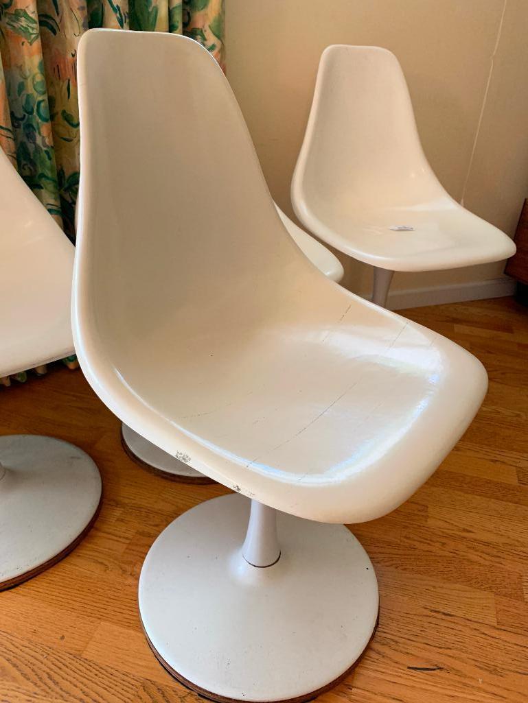 (4) 1960's Plastic Pedestal Swivel Chairs