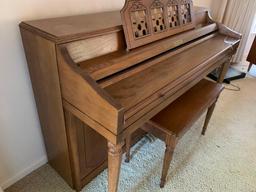 Wurlitzer Upright Piano W/Matching Bench In Walnut