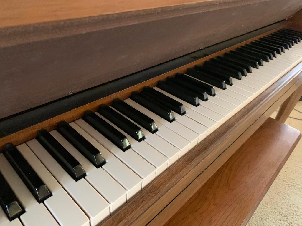 Wurlitzer Upright Piano W/Matching Bench In Walnut