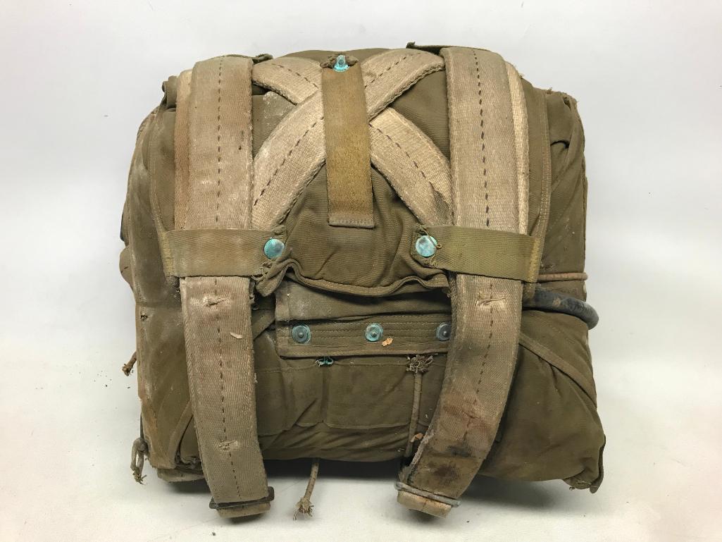 WW II AN 6510 Seat Parachute In Canvas Bag