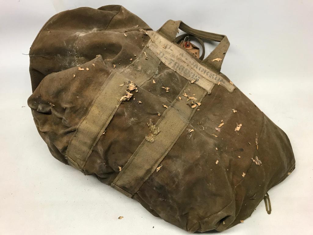 WW II AN 6510 Seat Parachute In Canvas Bag