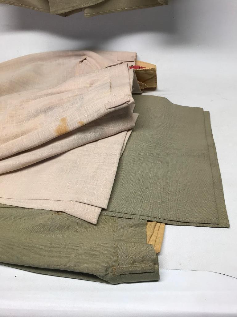 (4) WW II Military Shirts & (2) Pair Of Pants