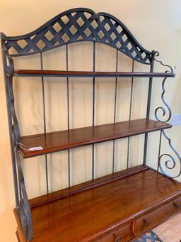 Ethan Allen Iron & Wood Bakers Rack W/(2) Drawers