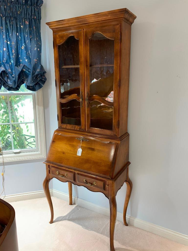 Ethan Allen French Country Writing Desk W/Bookcase Top & Matching Chair