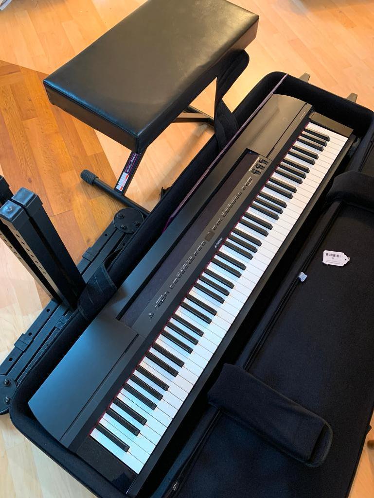 Yamaha P-255 Digital Piano In Carrying Case W/Stand & Seat & Charger