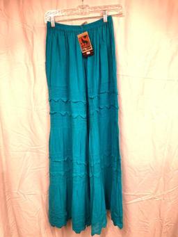 Lobas Del Mar Linen Embroidered Palazzo Pants W/Pocket