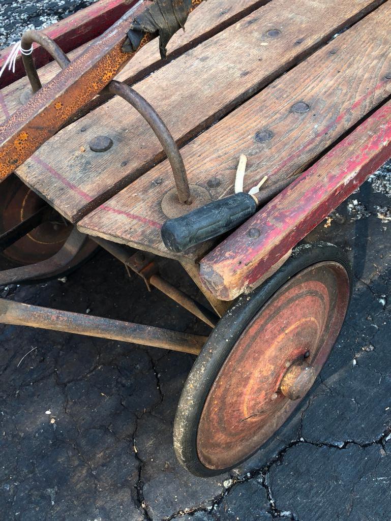 Antique Child's Wagon W/Hand Brake-Very Unusual