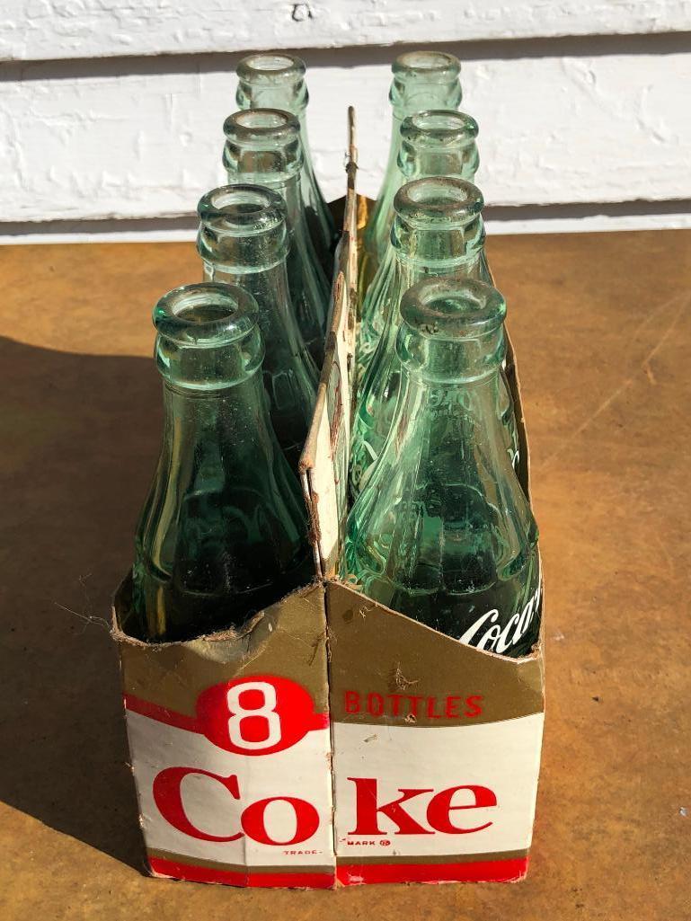 Vintage Coca Cola 8-Pack Paper Carton W/Coke Bottles