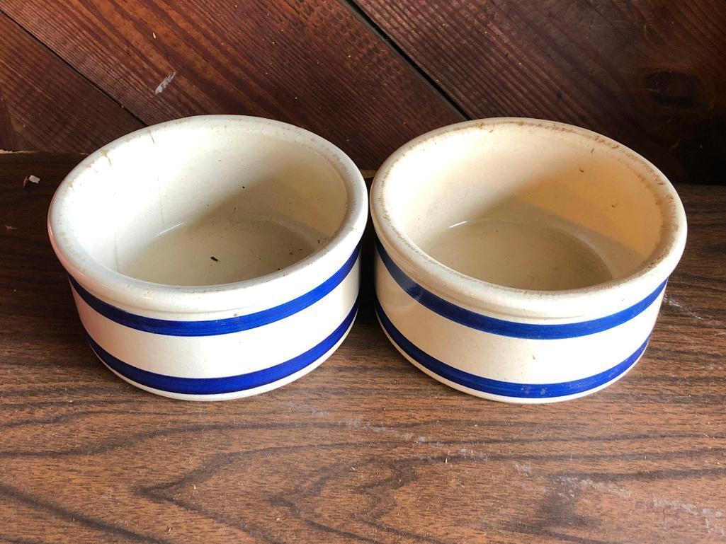 (2) Robinson Ransbottom Stoneware Pet Bowls