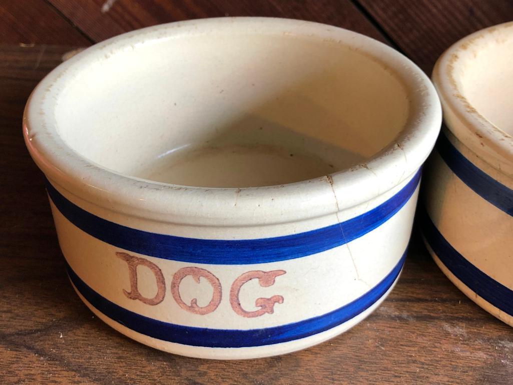 (2) Robinson Ransbottom Stoneware Pet Bowls