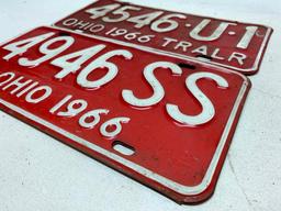 Set Of 1966 Ohio License Plates + 1966 Trailer Plate