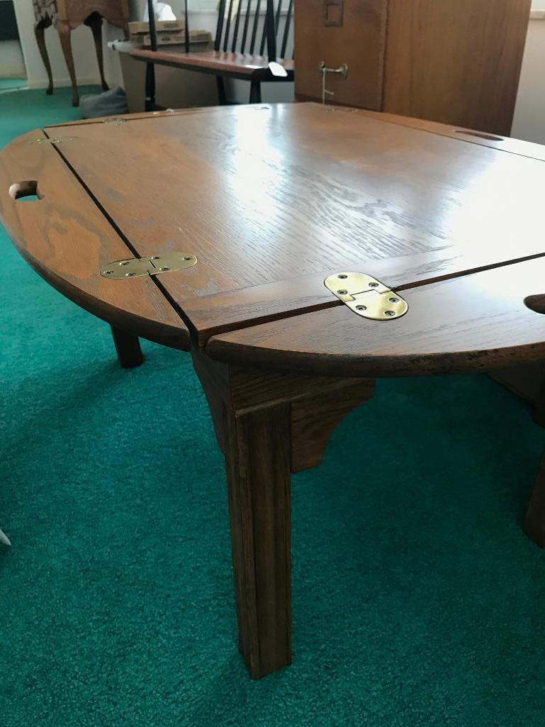 Solid Oak Butler's Table W/Drop Leaves