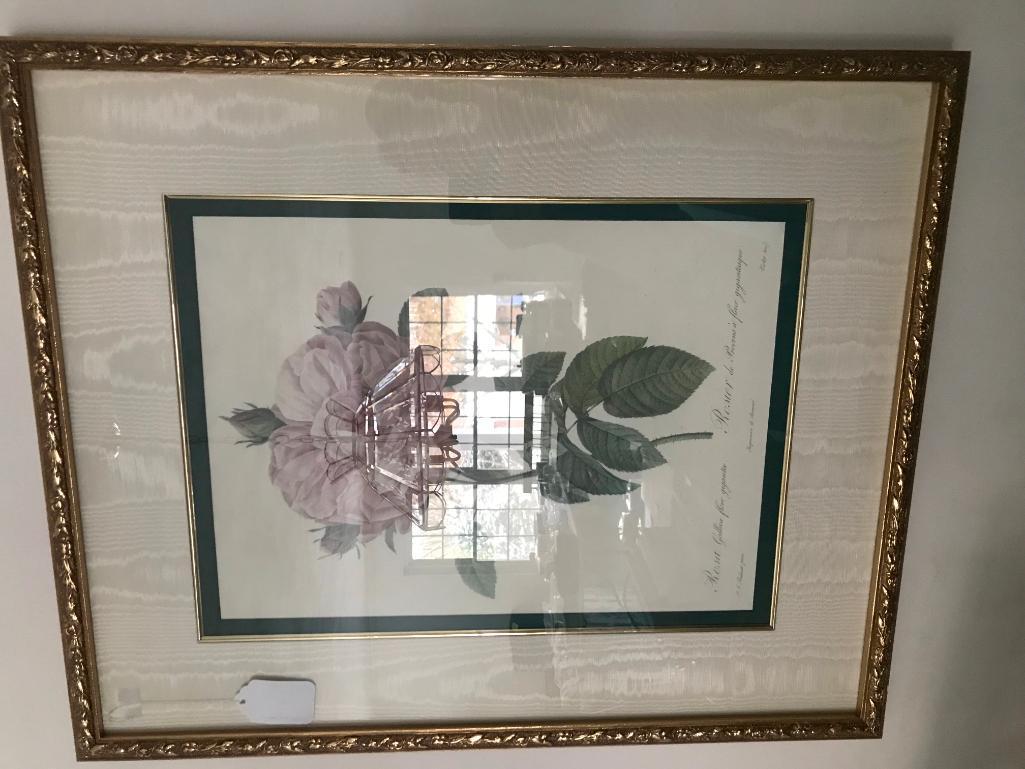 Pink & Yellow Roses Print is Matted & Framed