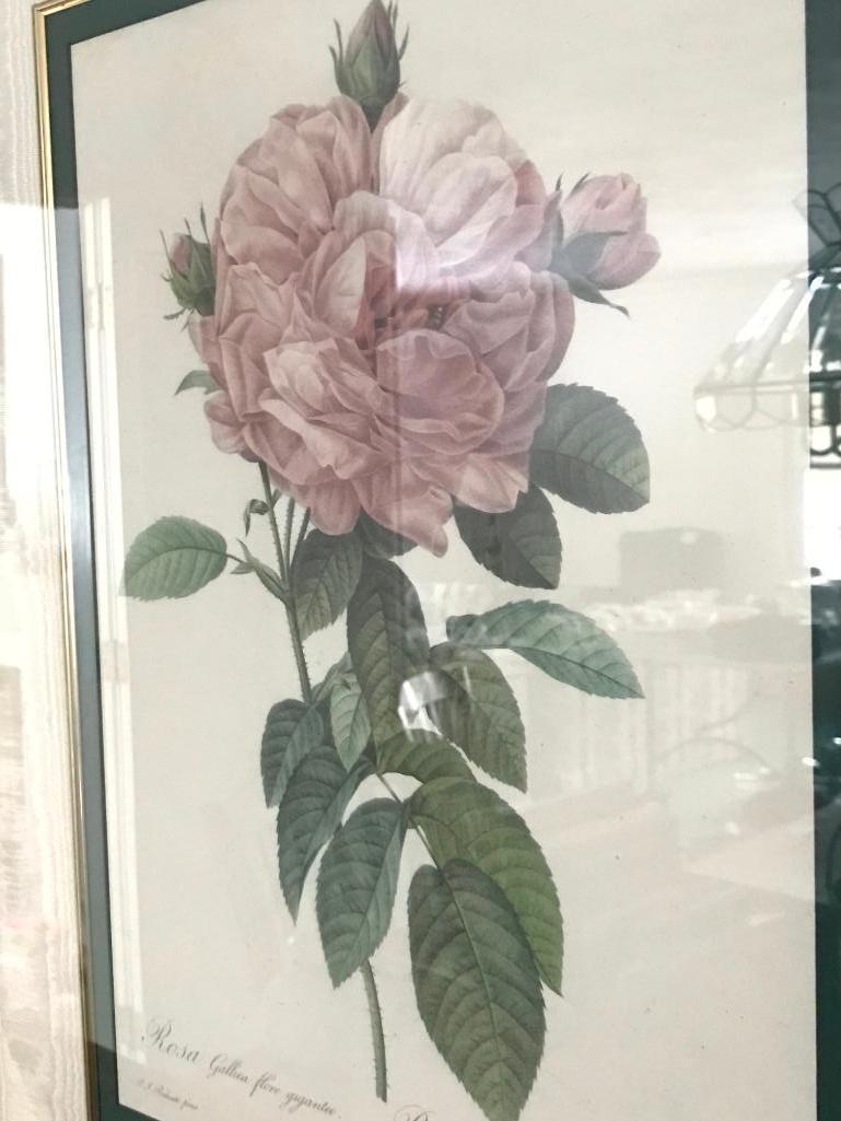 Pink & Yellow Roses Print is Matted & Framed