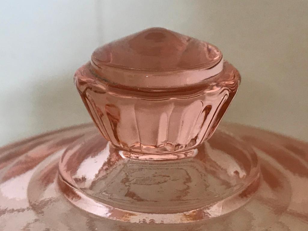 Vintage Pink Depression Cracker Jar