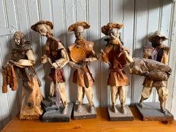 (5) Folk Art Paper Mache' Figures From Mexico