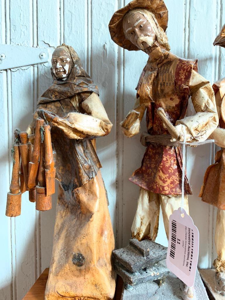 (5) Folk Art Paper Mache' Figures From Mexico