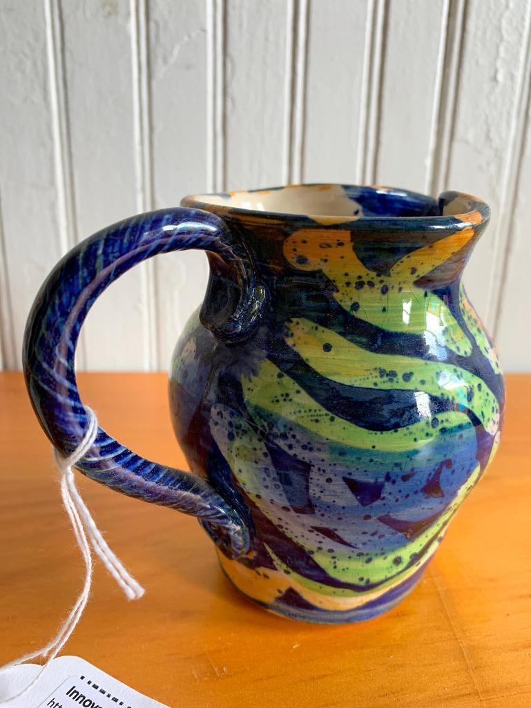 Hand Decorated Pottery Pitcher From Belfast, Ireland