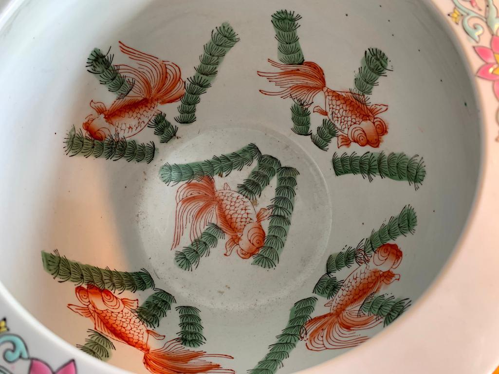 Porcelain Planter In Oriental Design W/Koi Fish