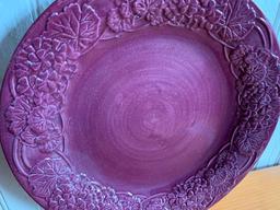 Pottery Charger W/Embossed Leaves By Jardinware From Zanesville, Ohio