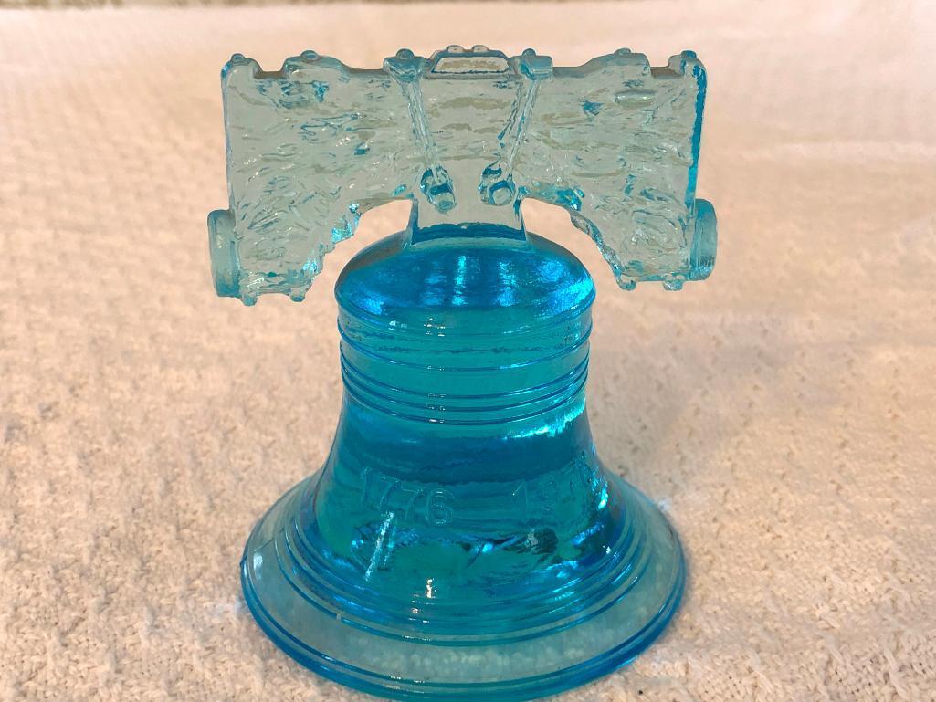 (2) Blue Glass Bicentennial Liberty Bells