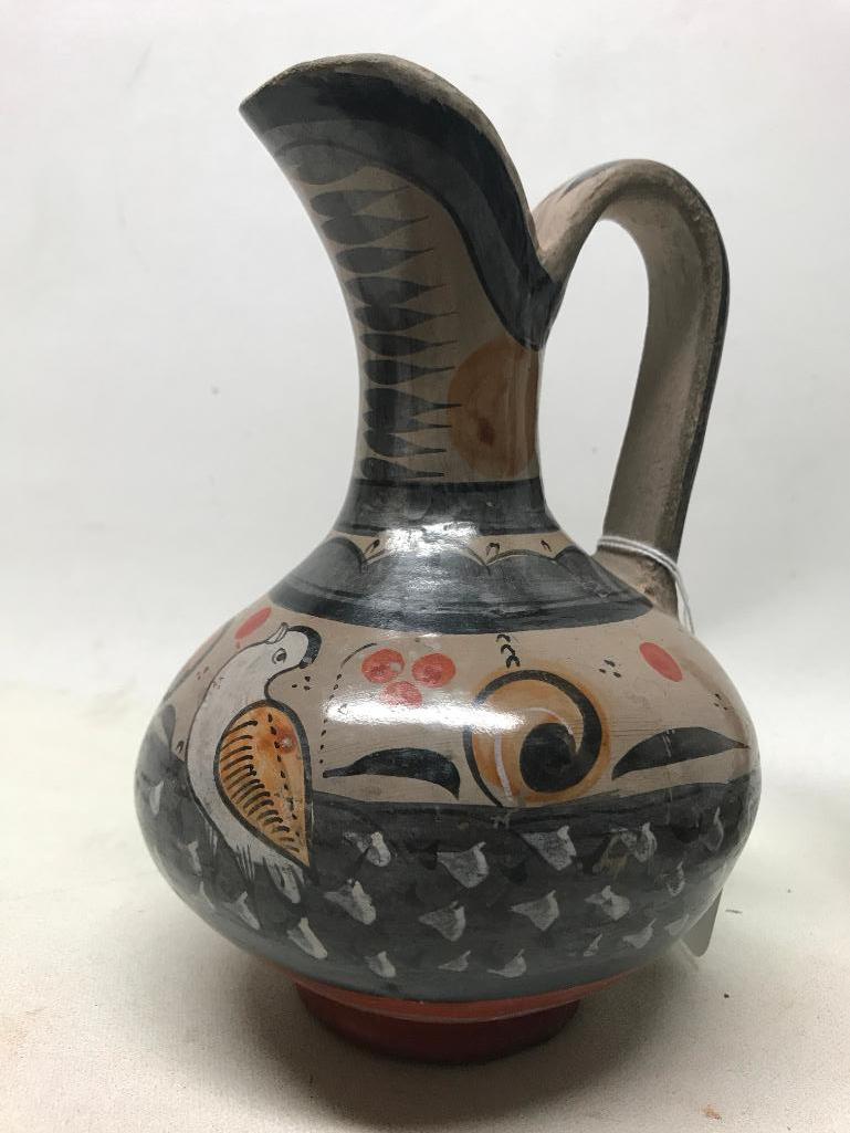 Older Hand Painted Birds & Pitcher From Mexico