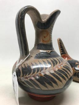 Older Hand Painted Birds & Pitcher From Mexico